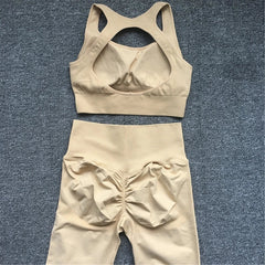 2PCS XL Seamless Women Fitness Arise Epic Yoga Sets High Waist Gym Scrunch Leggings Sports Bra Workout Active Wear Suits