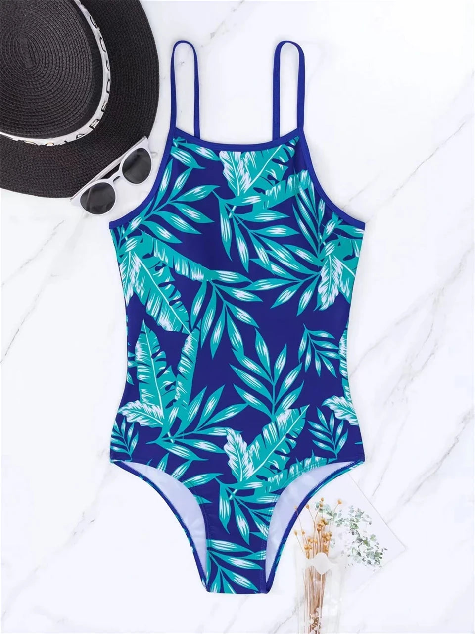Shoulder Strap Women One Piece Print Swimsuit Swimwear Lady Bathers Bathing Swimming Swim Bodysuit Beachwear