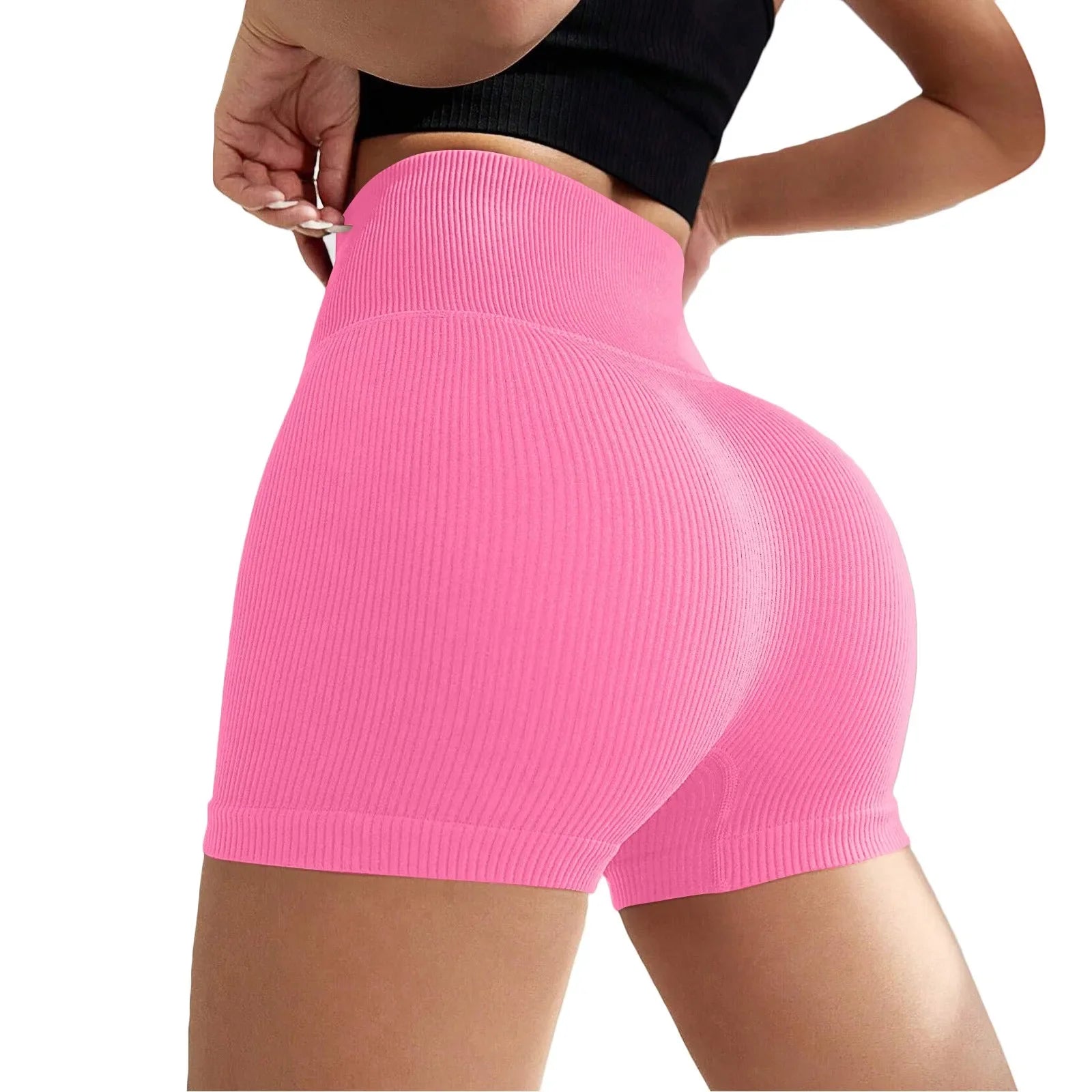 Women's High Waist Ribbed Seamless Yoga Shorts Squat Proof Hip Lifting Fitness Workout Running Sports Gym Leggings Sale