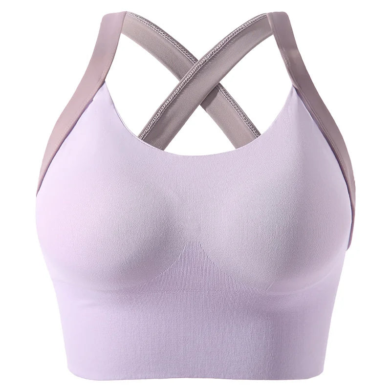 Yoga Bra Crisscross Back Gym Bra Fitness Workout Bras Golf Bras Bounce Control Sports Tops Elastic Golf Crops Gym Tops