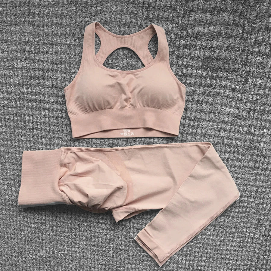 2PCS XL Seamless Women Fitness Arise Epic Yoga Sets High Waist Gym Scrunch Leggings Sports Bra Workout Active Wear Suits