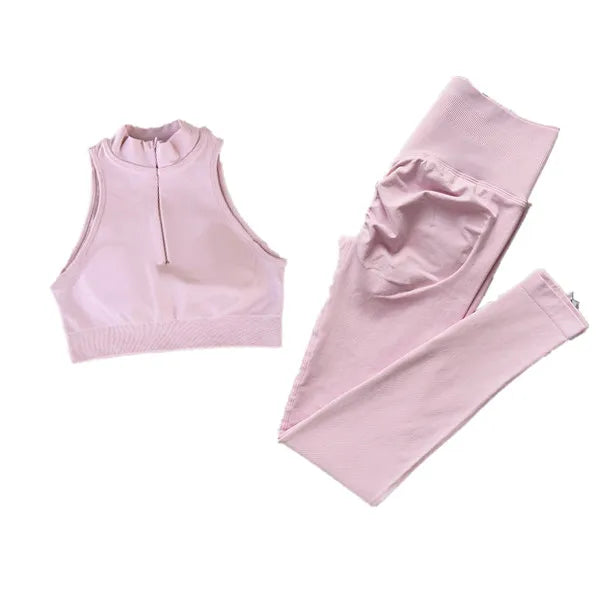 Seamless Dynamic High Neck Yoga Set Belly Bra Scrunch Women Workout Shorts Fitness Legging Sport Pant Active Wear