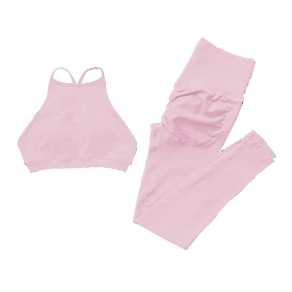 Seamless Dynamic High Neck Yoga Set Belly Bra Scrunch Women Workout Shorts Fitness Legging Sport Pant Active Wear