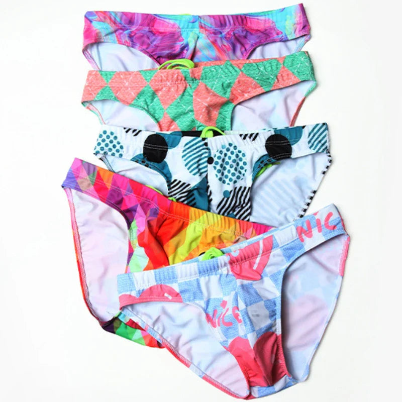 Fashion Print Swimwear Mens Swim Briefs Low Waist Men Swimming Trunk Shorts Pool Men's Bathing Suit Beach Surfing Man Swimsuit