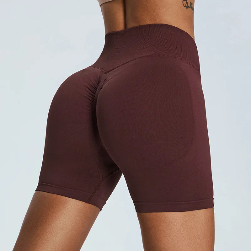 Women High Waist Tummy Control Butt Lifting Workout Gym Seamless Biker Scrunch Yoga Shorts Hip Yoga Running Shorts