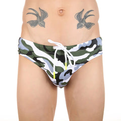 Men's Swimming Briefs Pouch Cup Swimwear Camouflage Swimsuit Push Up Pad Shorts Beach Surf Wear