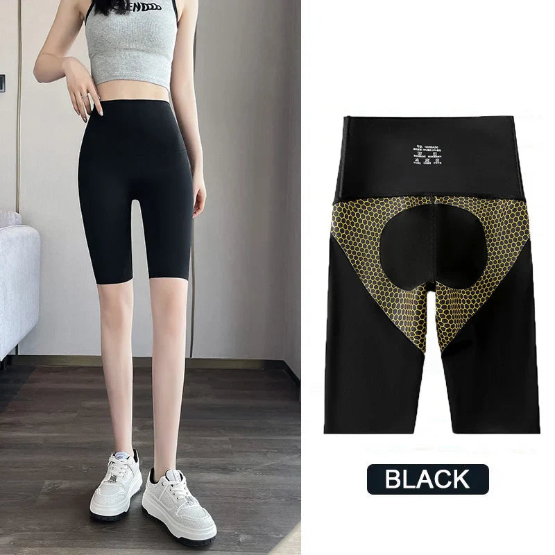 Cycling Shorts Women Honeycomb High Waist Tummy Control Butt Lifter Seamless Fitness Sports Biker Short Leggings