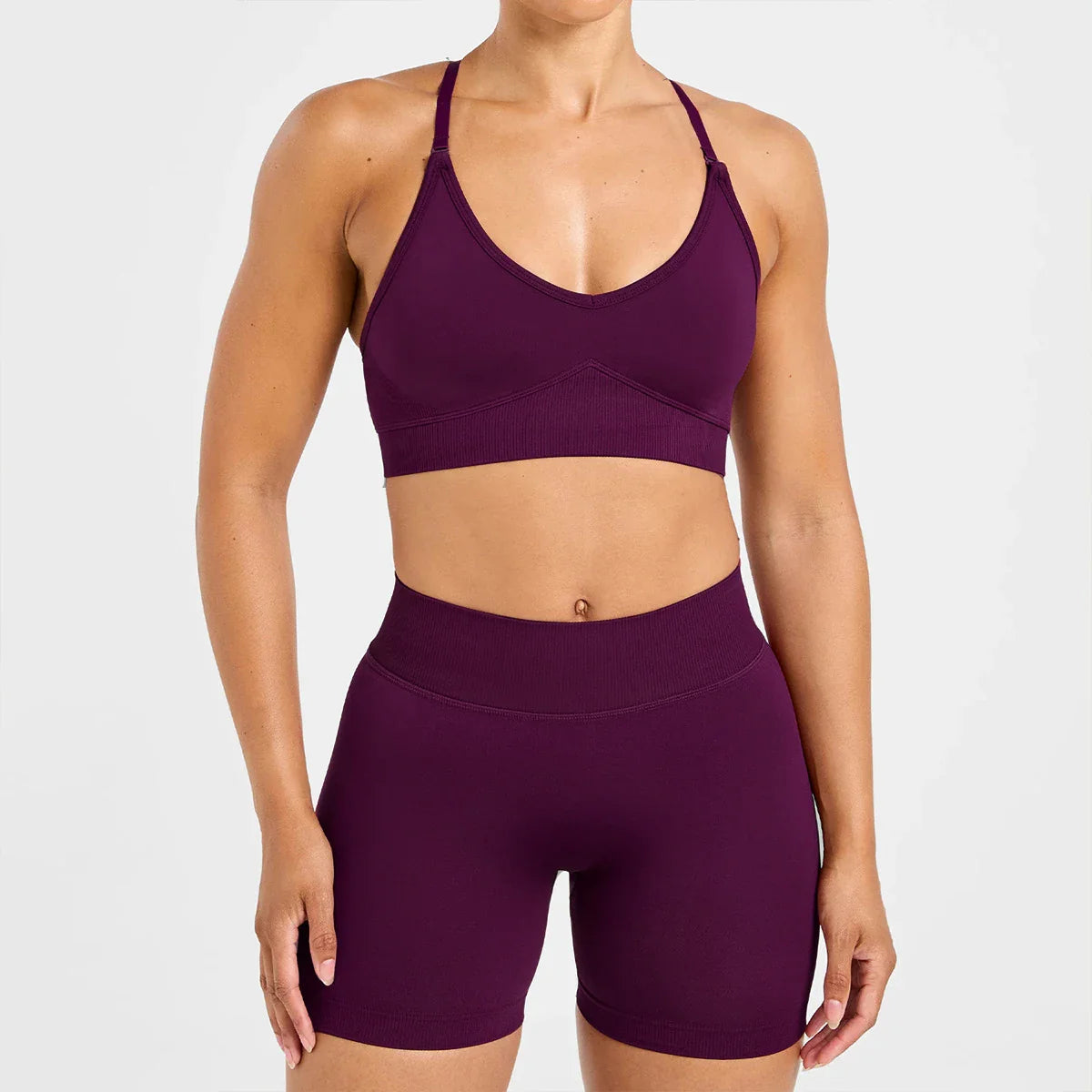 Seamless Yoga Set Gym Suits With Shorts Crop Top Bra Women's Pants 2 Pieces Set Running Workout Outfit Fitness Clothing