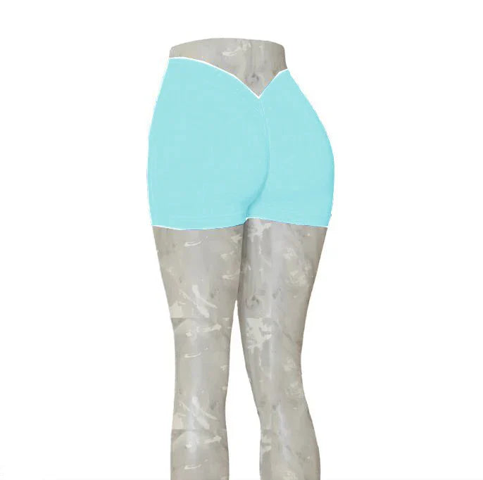 Nylon Back V Butt Yoga Shorts Women High Waist Fitness Workout Gym Running Scrunch Trousers Jogging Athletic Wear