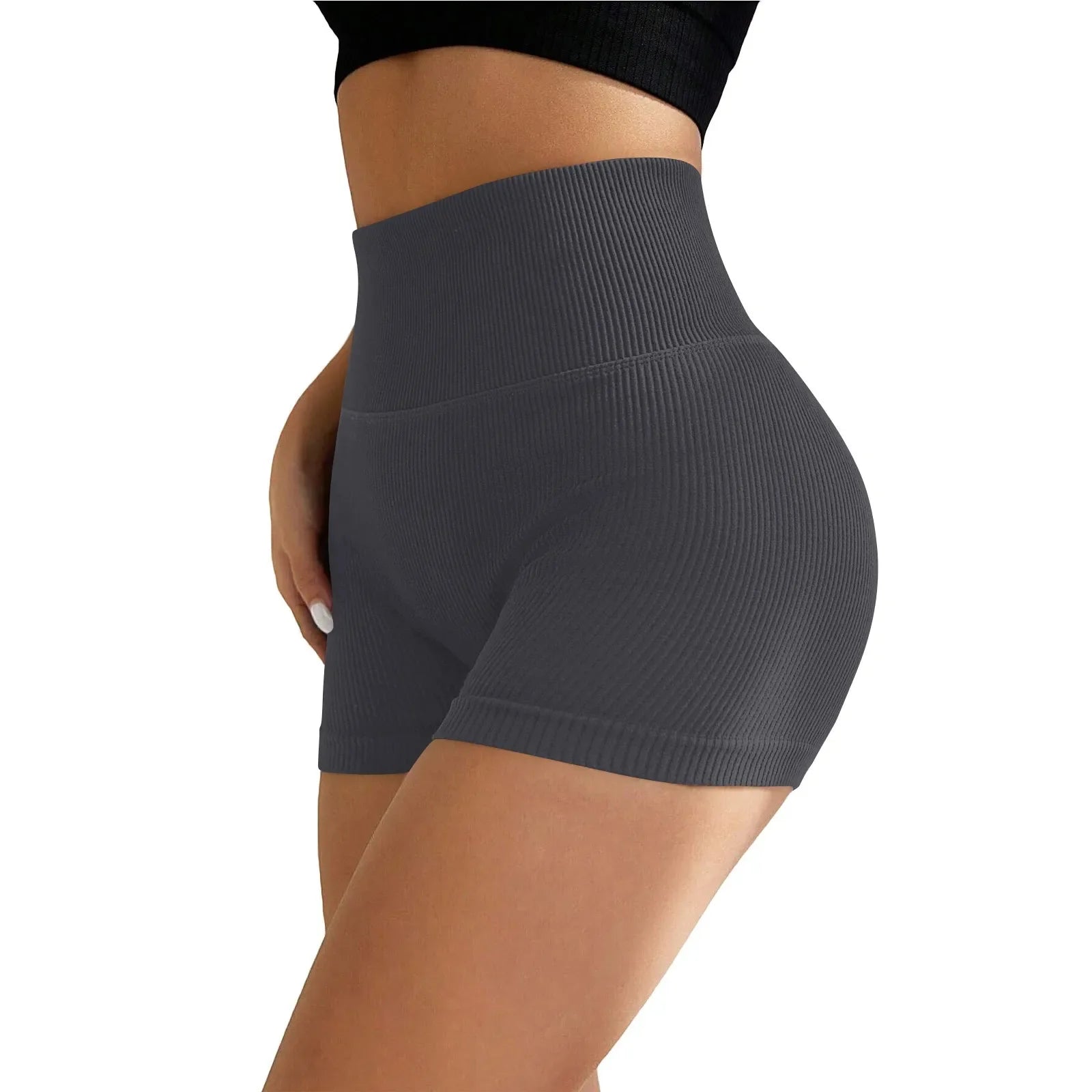 Women's High Waist Ribbed Seamless Yoga Shorts Squat Proof Hip Lifting Fitness Workout Running Sports Gym Leggings Sale
