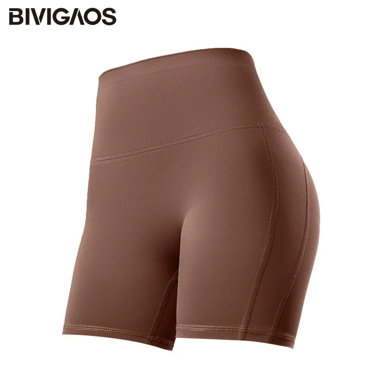 Summer Mini Yoga Shorts Women Back Waist Pocket Thin Feeling High Waist Peach Hip Sport Fitness Cycling Shorts