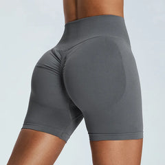 Women High Waist Tummy Control Butt Lifting Workout Gym Seamless Biker Scrunch Yoga Shorts Hip Yoga Running Shorts