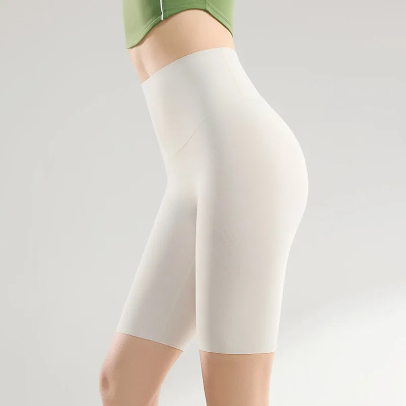 Thin Seamless High Waist Sharkskin Bicycle Shorts Women Knee Length Tight Biker Shorts Sport Short Leggings
