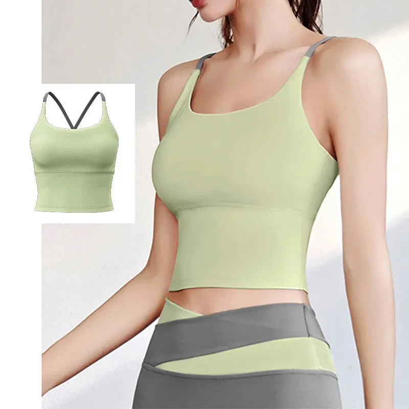 Yoga Crop Top Build In Cups Gym Crop Top Fitness Crisscross Back yoga Bras Fitness Crop Gym Tops Upgrade Soft Fabric