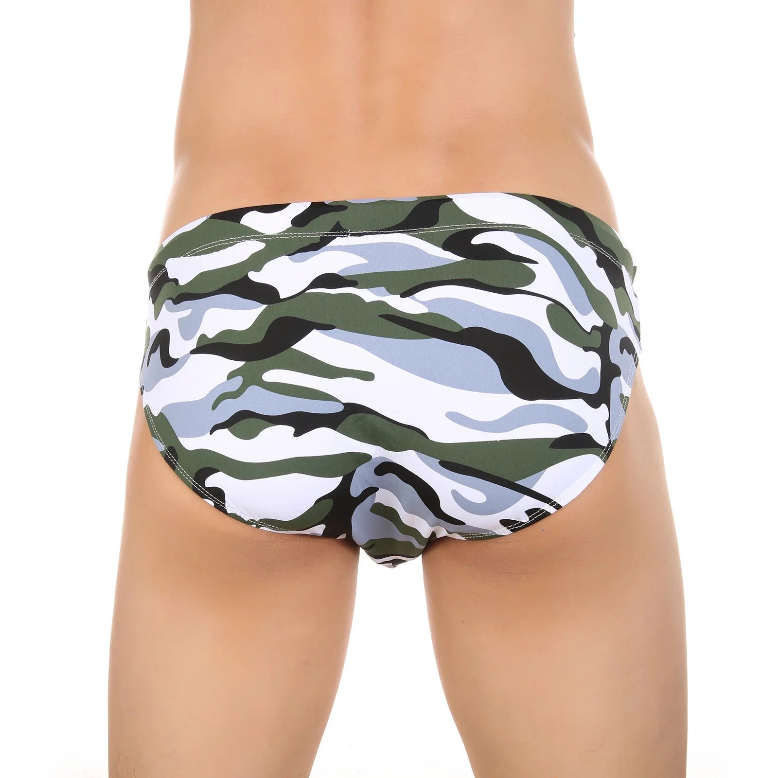Men's Swimming Briefs Pouch Cup Swimwear Camouflage Swimsuit Push Up Pad Shorts Beach Surf Wear