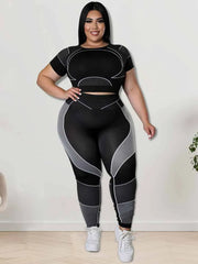 Women Tracksuit 2 Piece Set Plus Size Pants Suit Casual Slimming Leggings Summer Sets Women's Outfits