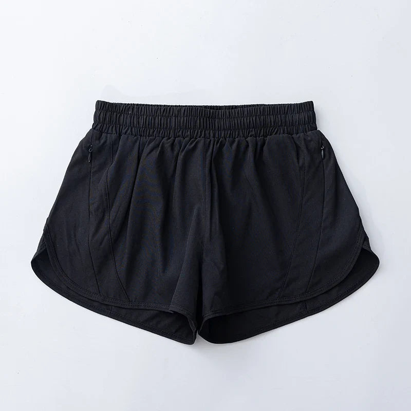 Women's Yoga Running Shorts High Waisted Quick Dry Athletic Shorts Sports Workout Gym Drawstring Shorts Pockets Sport Hot Pants