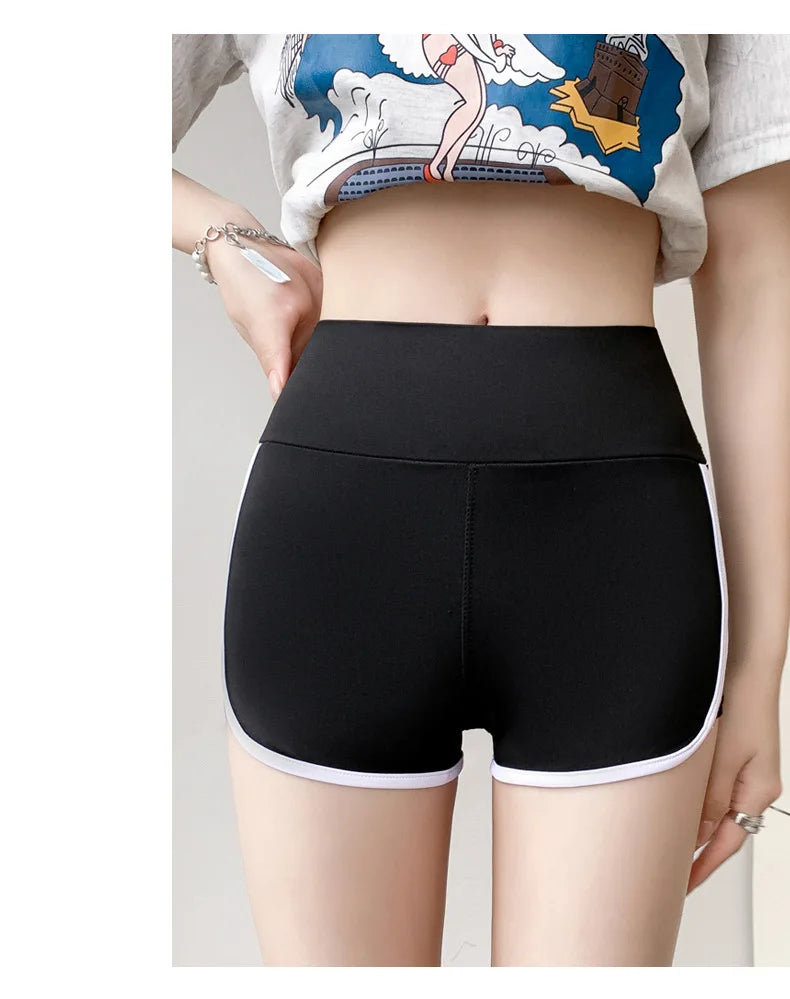 Running Sports Shorts Women Thin White Edge Joggings Shark Mini Shorts Yoga Ice Silk Casual Safety Shorts
