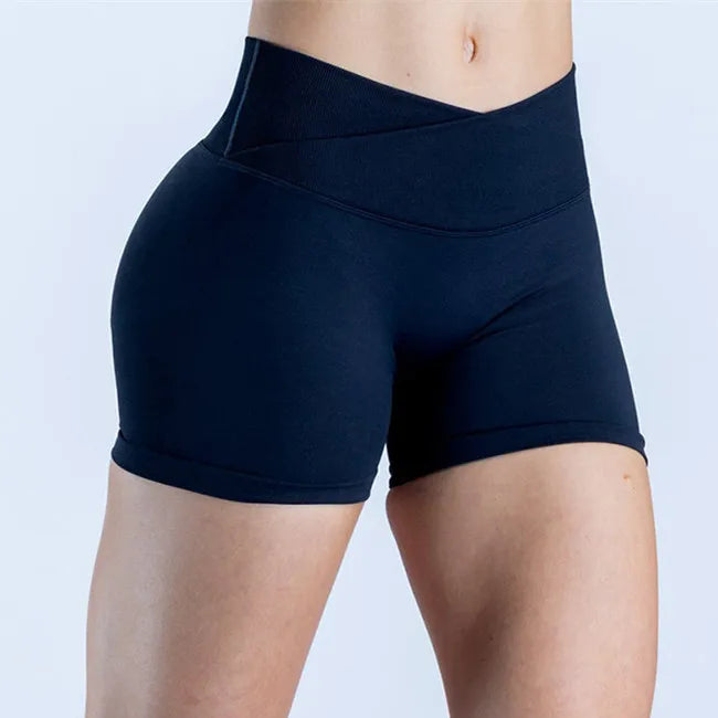 Vision Shorts  4.5" Gym Clothes Women Seamless Leggings Waist Cross Fitness Scrunch Booty Tights Running Cycling Shorts XP126