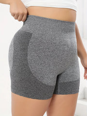 Plus Size Women's Seamless Hip Lifting Fitness Shorts High Waist Running Fitness Yoga Shorts