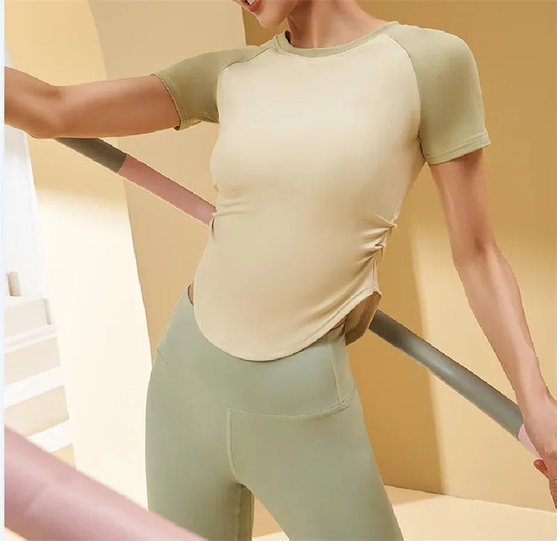 Waist Slimmer Quick Dry Yoga Shirt Gym Shirts Yoga Crop Top Waist Slimming Tops Fitness Sport Short Sleeve Workout Top