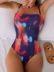 Blue Tie Dye Gradient One Piece Swimsuit Women Adjustable Strap Tummy Control Swimwear 2025 Beach Holiday Bathing Suits