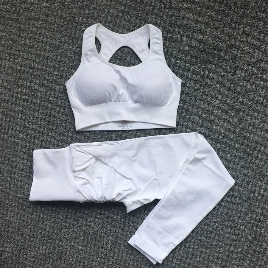 2PCS XL Seamless Women Fitness Arise Epic Yoga Sets High Waist Gym Scrunch Leggings Sports Bra Workout Active Wear Suits