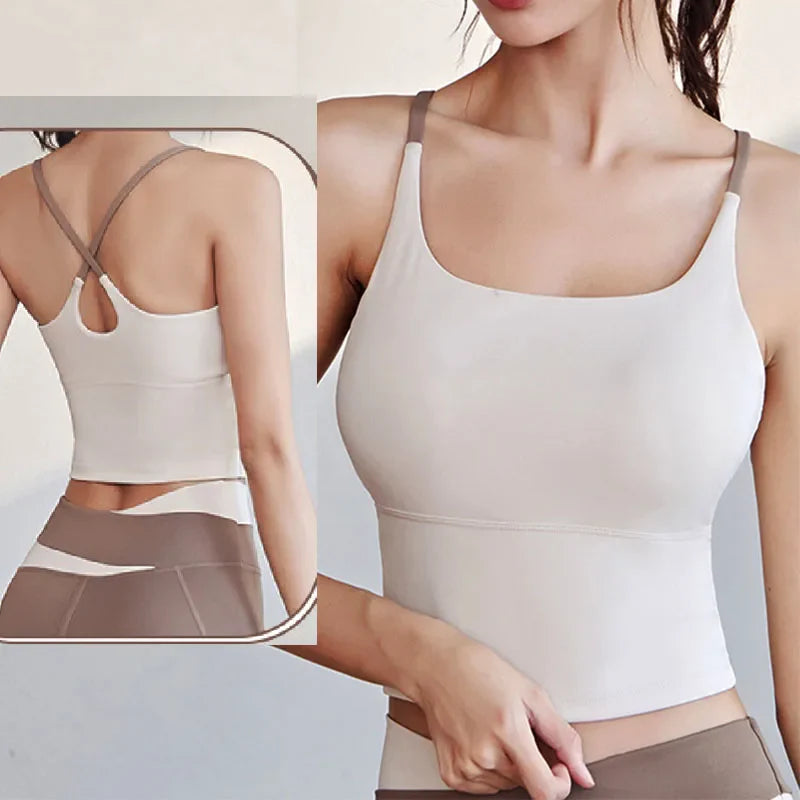Yoga Crop Top Build In Cups Gym Crop Top Fitness Crisscross Back yoga Bras Fitness Crop Gym Tops Upgrade Soft Fabric