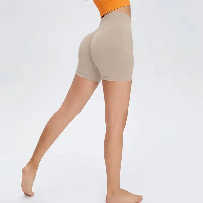 Women High Waist Tummy Control Butt Lifting Workout Gym Seamless Biker Scrunch Yoga Shorts Hip Yoga Running Shorts