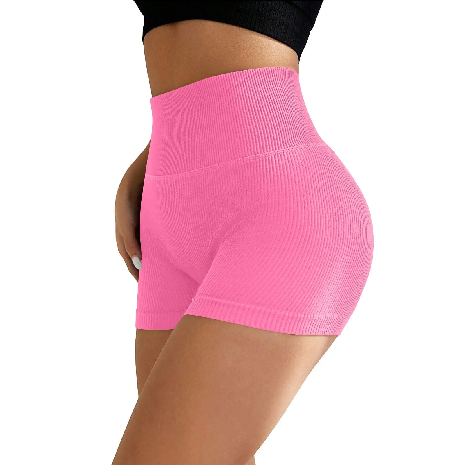 Women's High Waist Ribbed Seamless Yoga Shorts Squat Proof Hip Lifting Fitness Workout Running Sports Gym Leggings Sale