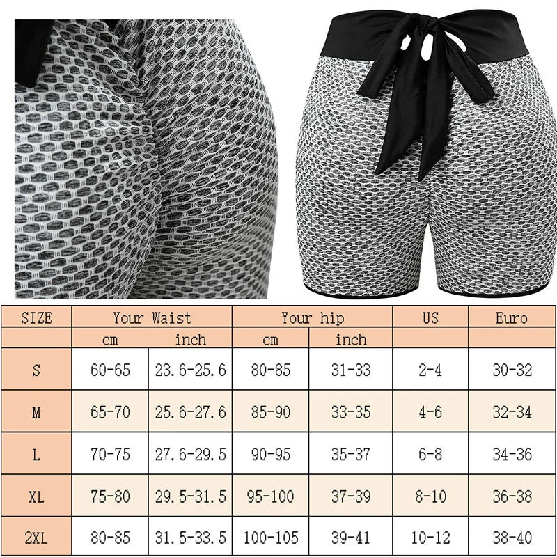 Bowknot Back Yoga Shorts Booty Shorts Scrunch Butt Lifting Leggings Workout High Waisted Textured Bottom Lift