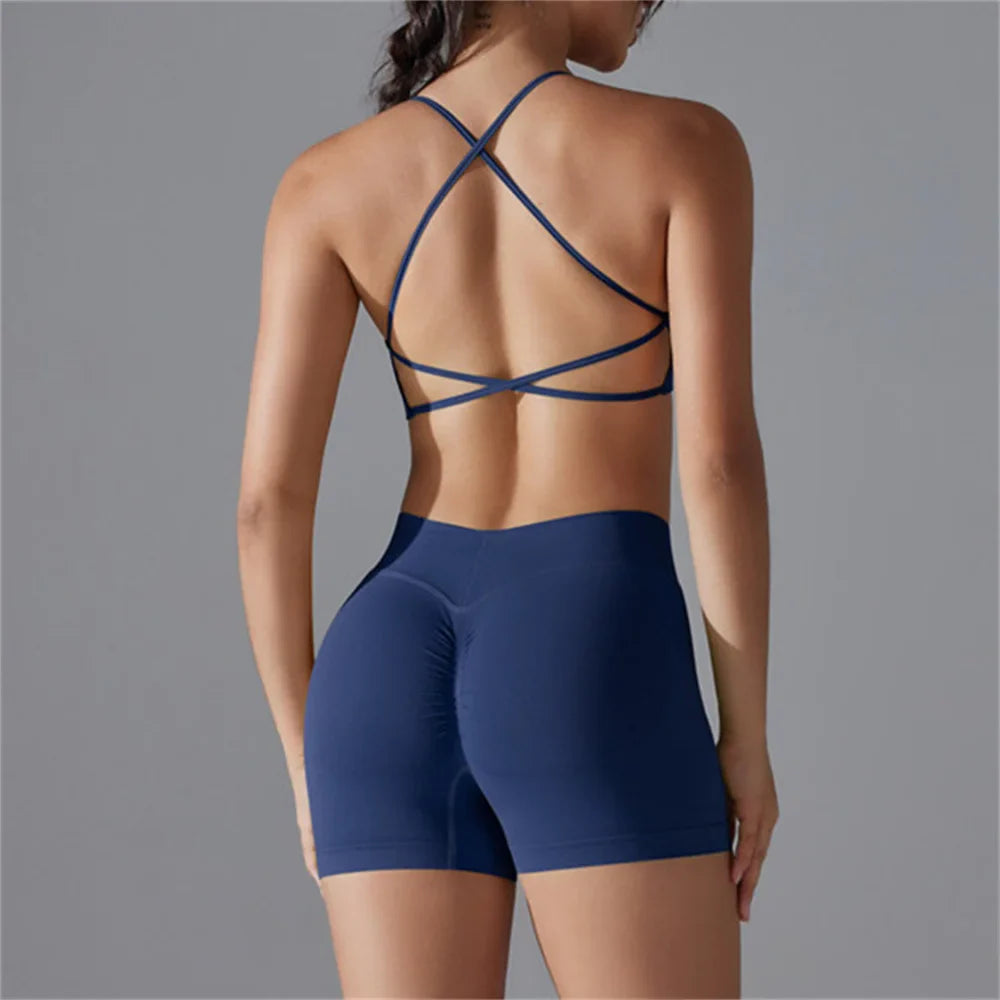 2PCS Women Scrunch Tracksuit Fitness Seamless Yoga Set Sportswear Workout Sport Bra High Waist Legging Gym Pant Activewear