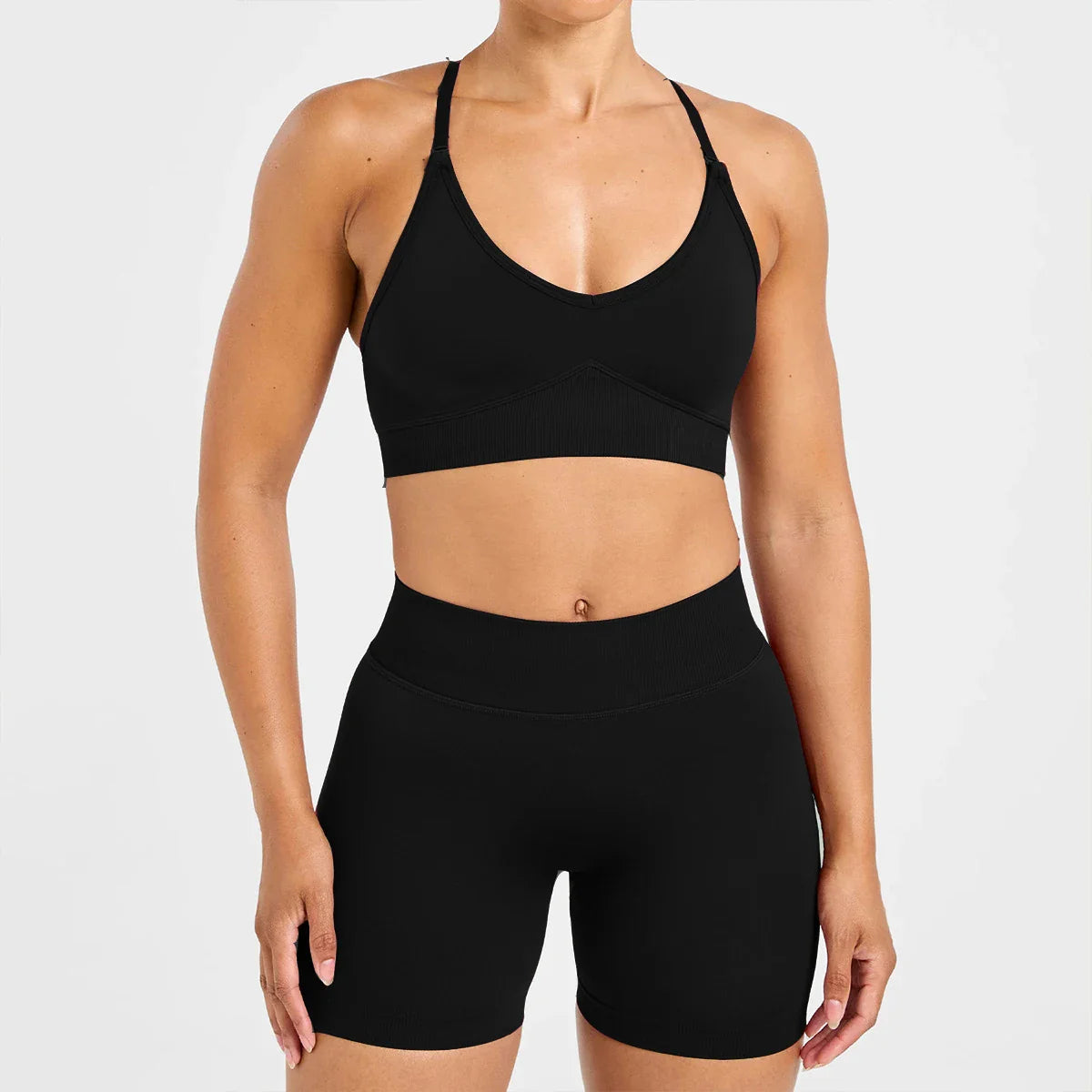 Seamless Yoga Set Gym Suits With Shorts Crop Top Bra Women's Pants 2 Pieces Set Running Workout Outfit Fitness Clothing