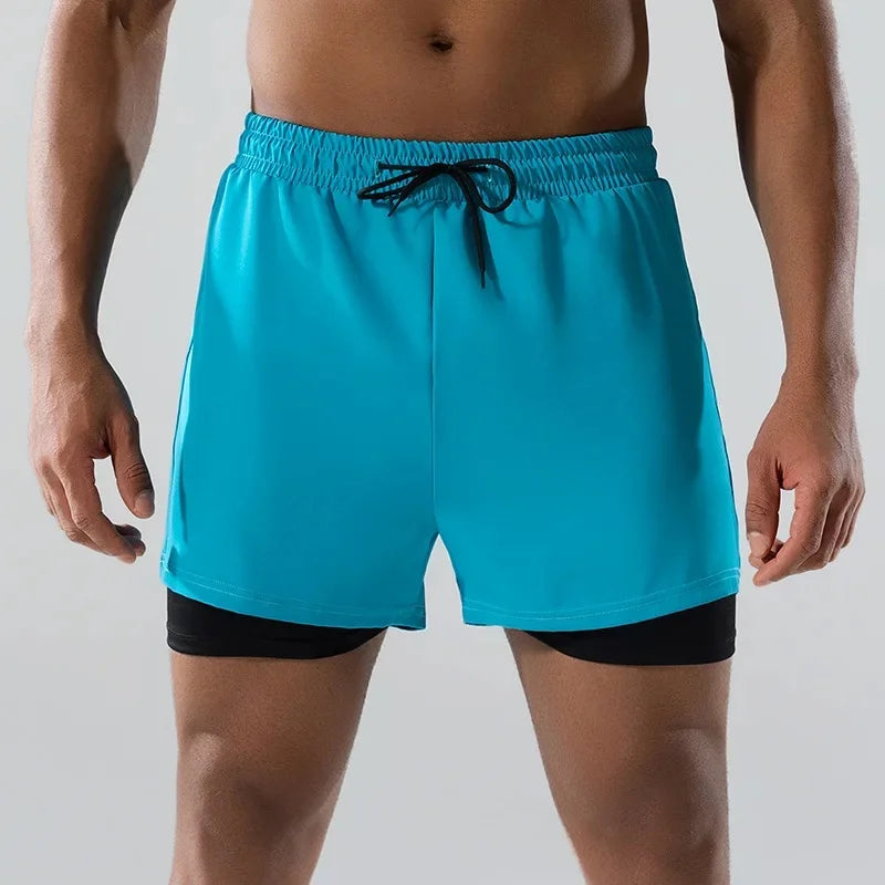 Adult Loose-Fit Flat Angle Swimming Pants for Men Quick Dry  Beach Pants Anti-Awkward Double Layer Design