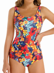 Floral Printed Swimming Suit for Women One Piece Bodysuit Summer Simple Classic Swimwear Female Fashion Bathing Suit