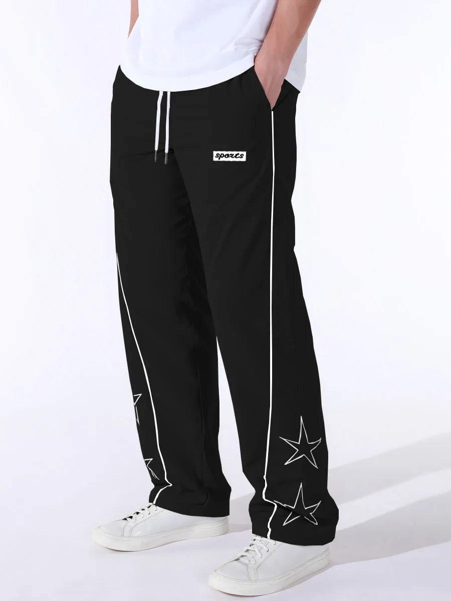 European American High Street Embroidered Pants for Men's Sports and Casual Trousers