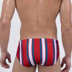 Men's Low Waist Stripe Triangle Color Block Swimming Suits Sporty Beach Thermal Swimwear Nylon Lycra Fabric Fitness