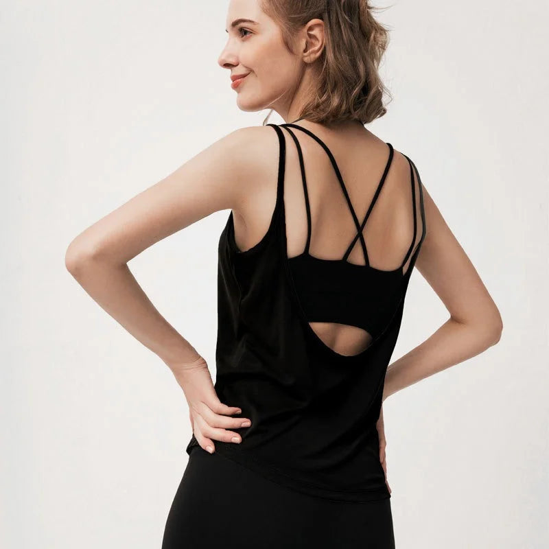 Backless Seamless Sleeveless Casual Shirt Lightweight Loose Vest Running Yoga Workout Fitness Tanks Tops for Women