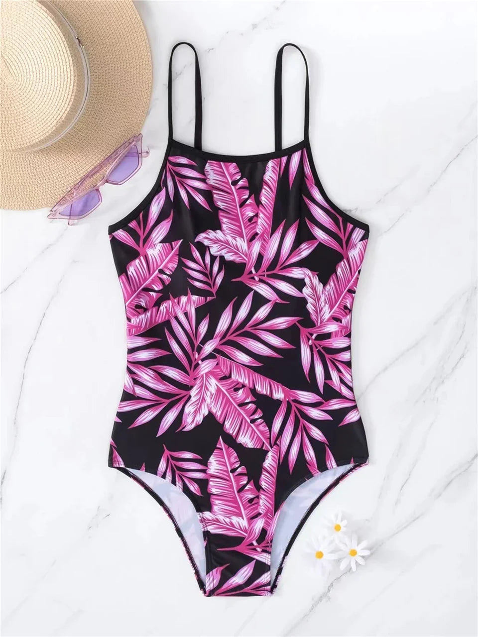 Shoulder Strap Women One Piece Print Swimsuit Swimwear Lady Bathers Bathing Swimming Swim Bodysuit Beachwear