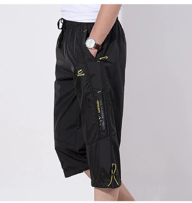 3/4 Length Men Big Size Surf Shorts Plus Beach Shorts Men Swimming Shorts Quick Drying Board Short Sports Pants with Inside Network Lining