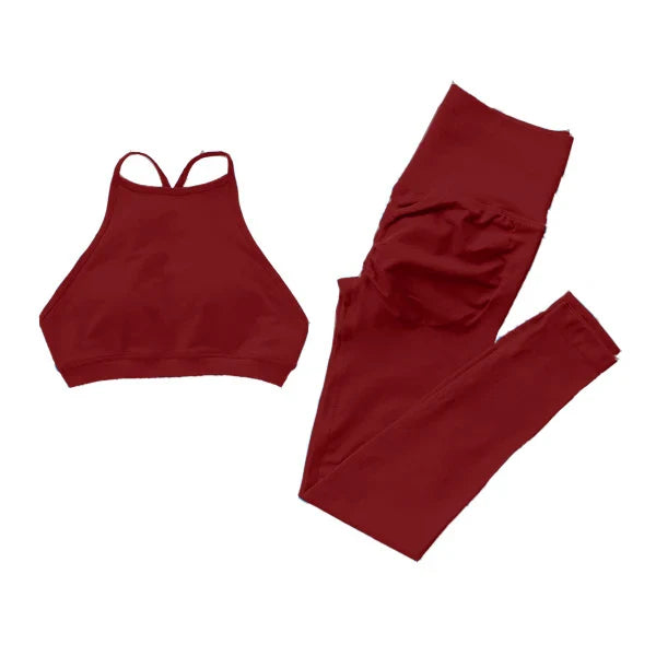 Seamless Dynamic High Neck Yoga Set Belly Bra Scrunch Women Workout Shorts Fitness Legging Sport Pant Active Wear