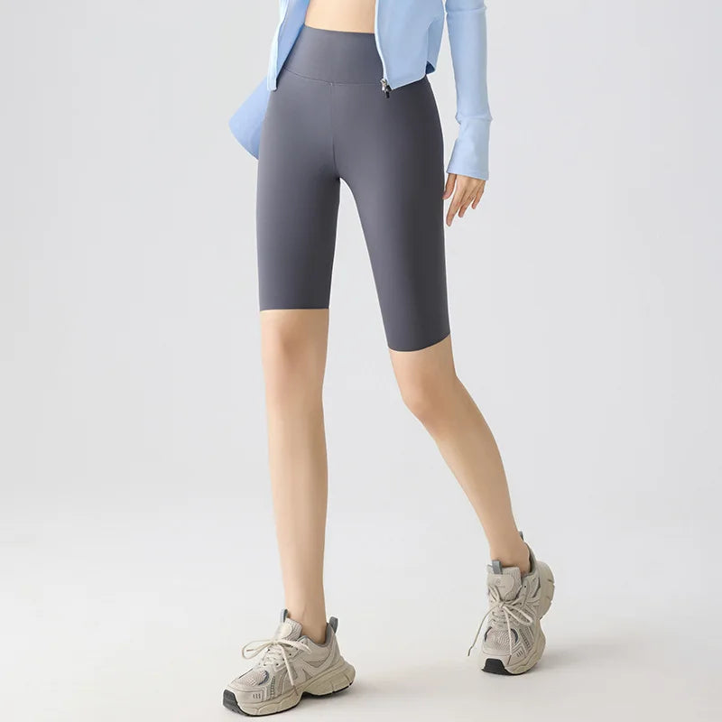 Summer Fashion Casual Multi Color Sharkskin Biker Shorts Women Tight Fitting Knee Length Sport Running Cycling Shorts