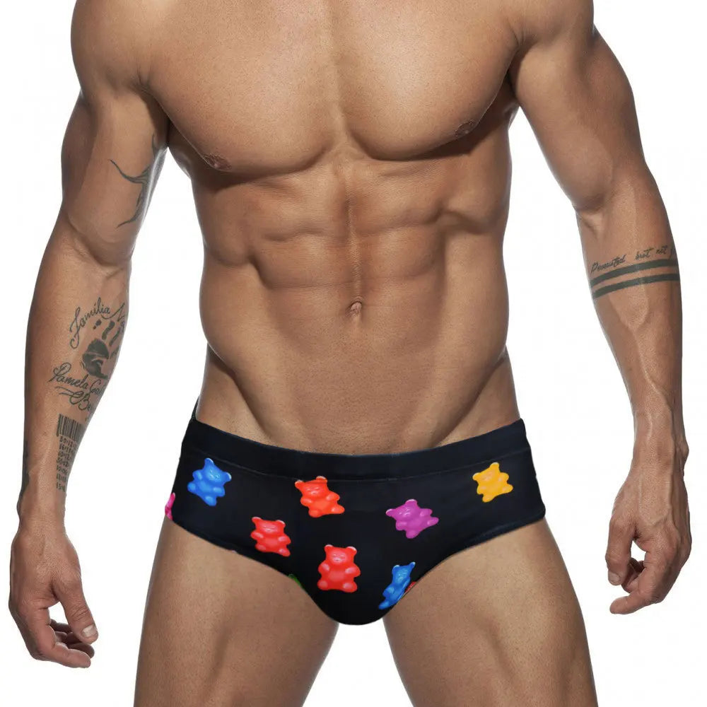 Colored Hearts Push Up Swimwear Men Swimming Briefs Sexy UXH Bikini Swimsuit Men Swim Wear Trunk Beach Surfing Bathing Suit