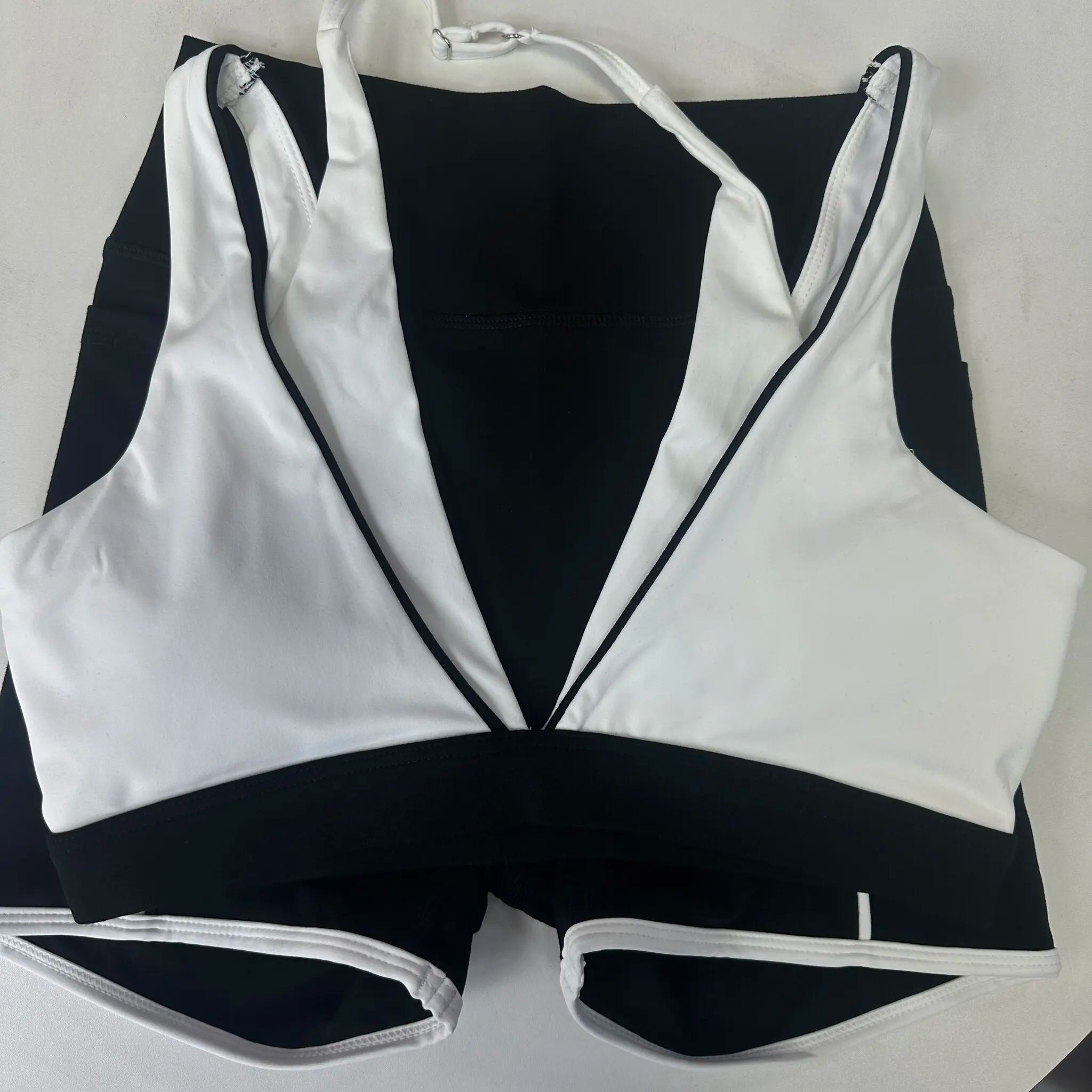 Pad 2PCS Yoga Set Sports Bras V-Neck Halter Pocket Fitness Workout Running Leggings Gym Woman Active Wear Clothing