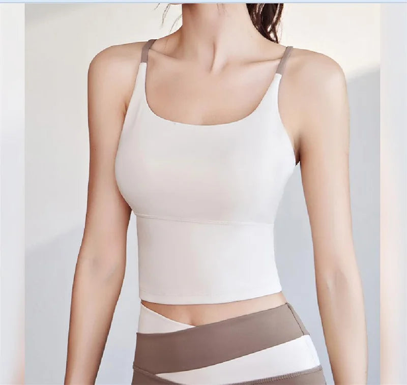 Yoga Crop Top Build In Cups Gym Crop Top Fitness Crisscross Back yoga Bras Fitness Crop Gym Tops Upgrade Soft Fabric