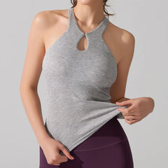 VITALINOVO Women's Tank Top High Neck Ribbed Raceback Going Out Basic Tops with Built-in Bra Summer Sleeveless Yoga Slim Fitted