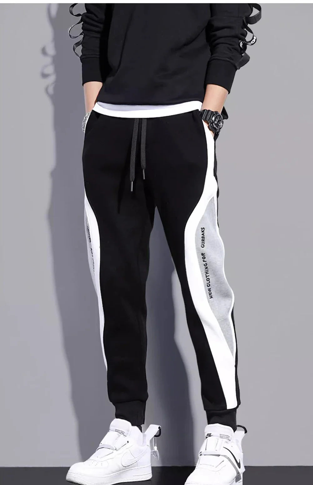 Spring Autumn Men's Sports Pants Male Loose Fitting Leggings Patchwork Running Training Casual Pants Fashion Outfit Trousers