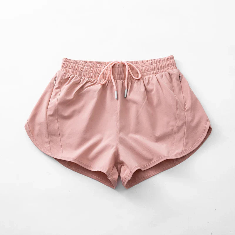 Women's Yoga Running Shorts High Waisted Quick Dry Athletic Shorts Sports Workout Gym Drawstring Shorts Pockets Sport Hot Pants