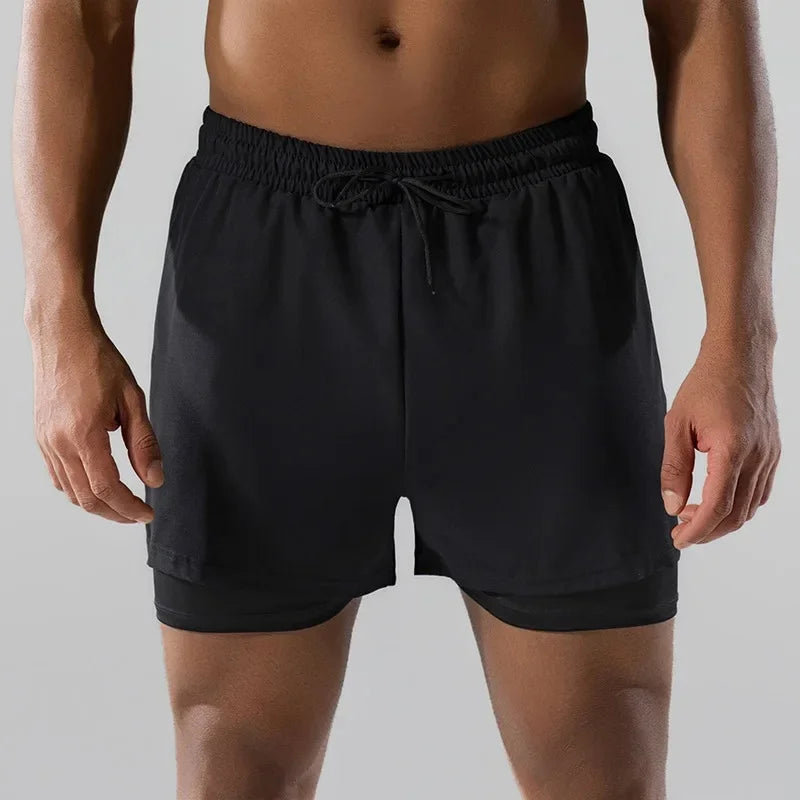 Adult Loose-Fit Flat Angle Swimming Pants for Men Quick Dry  Beach Pants Anti-Awkward Double Layer Design