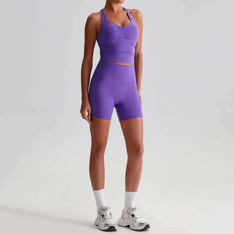 2 Pcs Yoga Clothes Workout Sets Women Sportswear Tracksuit Running Fitness Short Female Gym Set Women Sports Suit